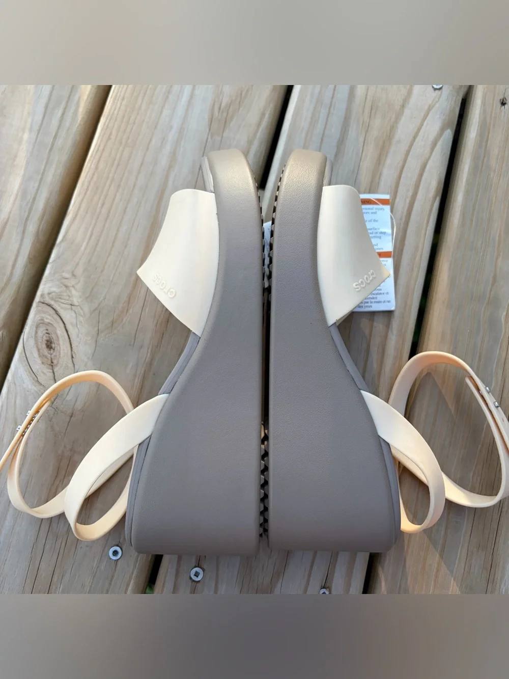 Crocs Brooklyn Women's Ankle Strap Wedge Sandals 9 Comfort Casual Neutral Chunky